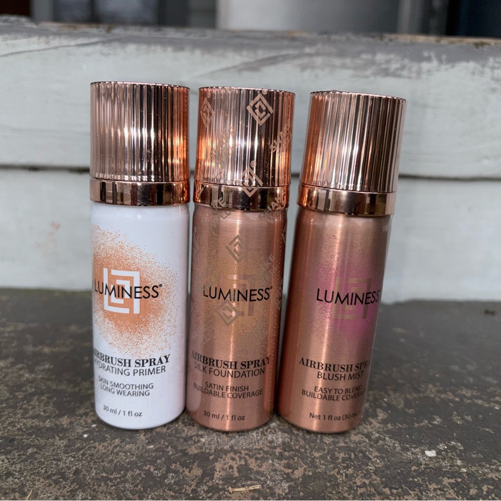 Luminess Airbrush Spray Primer and Makeup Trio - White, Bronze, Pink